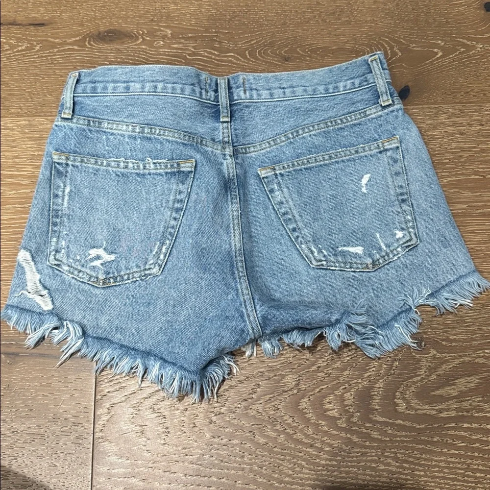 AGOLDE Distressed Denim Shorts Light Wash High Rise Cutoff Frayed Hem Size 25 - Picture 5 of 6